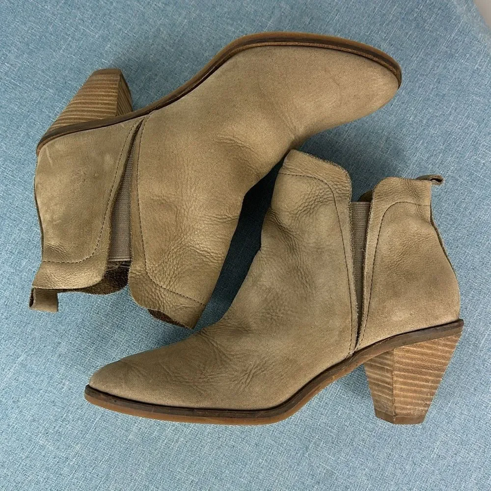 Lucky Brand Jana Taupe Leather Ankle Boots Size 8 M